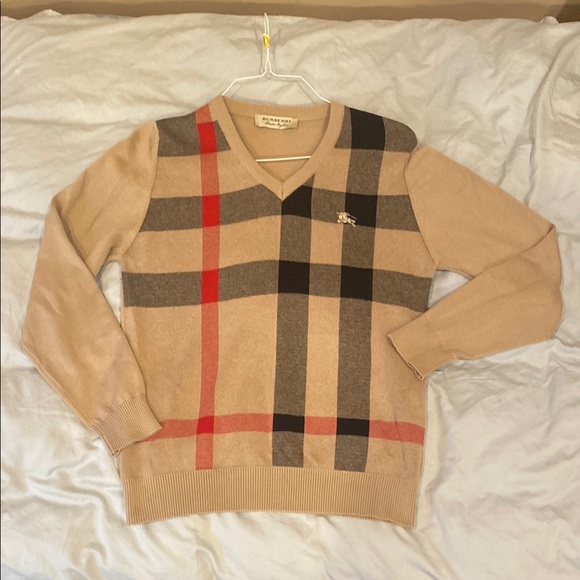 Burberry Tan Plaid Men's Sweater - Picture 1 of 8